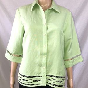 Dina K Shirt Size Sm Green Button Down Embellished